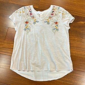 Sundance Embroidered Swing Back Shirt Top, M